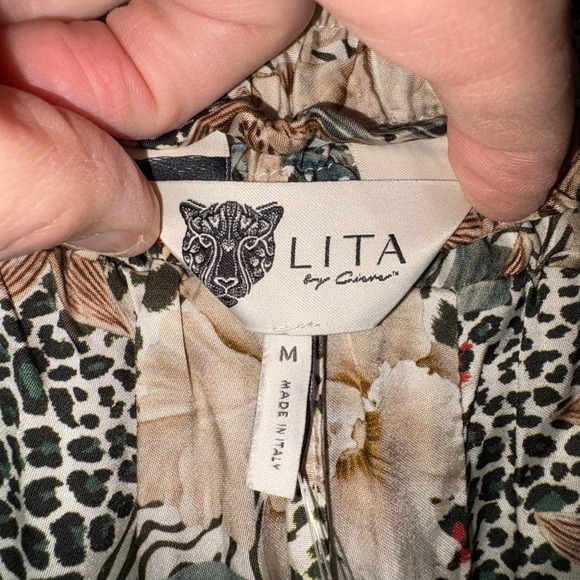LITA by Ciara TIE WAIST PANTS IN ANIMAL FLORAL tropical print Wide Leg Pants - Picture 5 of 10